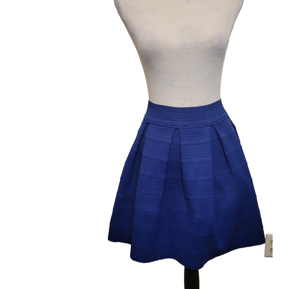Express Women's Blue Textured A-Line Skater Skirt Size S 26" Waist